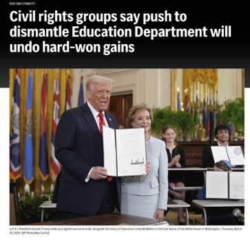 △美联社发表评论，认为特朗普政府的教育改革是对教育机会的沉重打击
