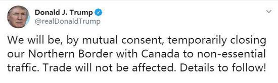 图片来源：美国总统特朗普社交媒体账户截图