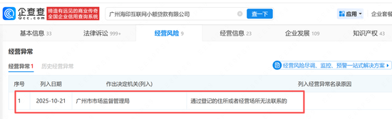 海印股份旗下小贷被列入经营异常名录 密集备案14个贷款小程序