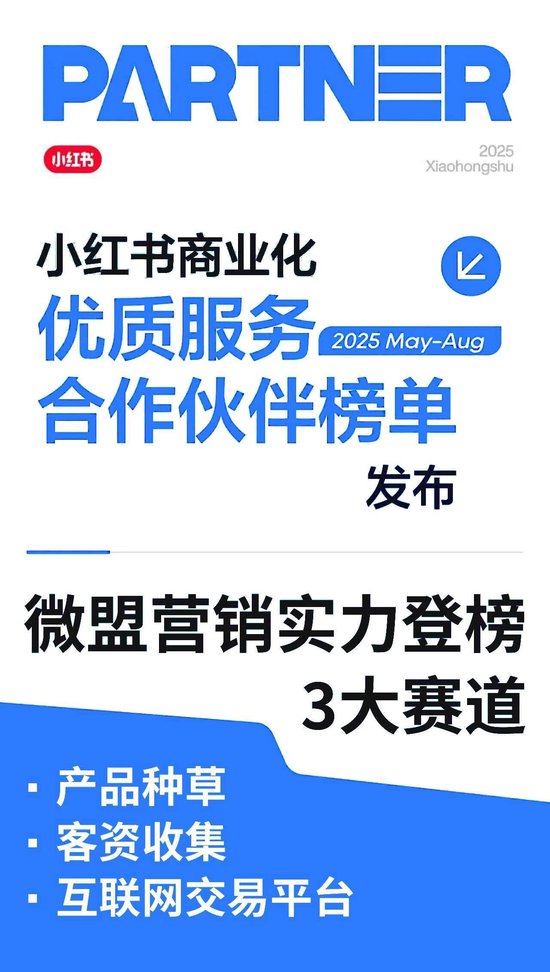 微盟营销荣膺小红书三大赛道“优质服务合作伙伴”，全域营销服务能力获权威认可