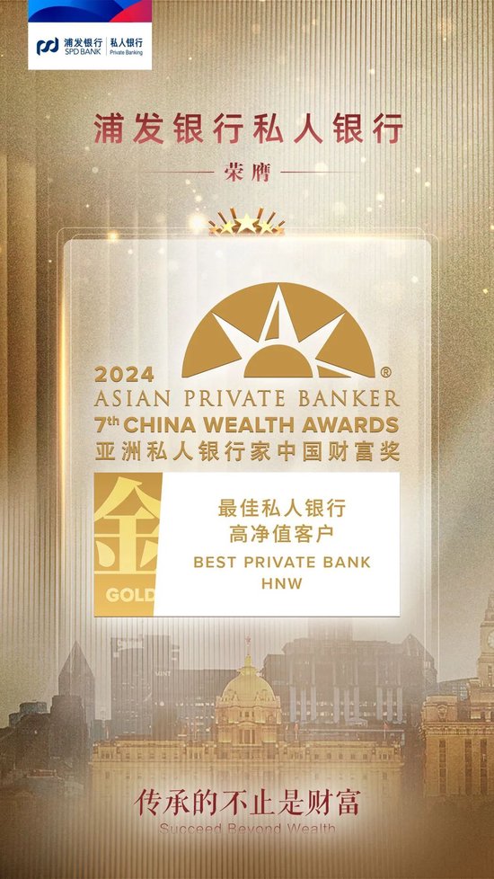 浦发银行私人银行荣获《亚洲私人银行家》金奖