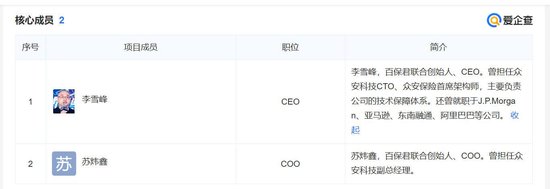 　百保君核心成员（图片来源：爱企查）