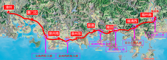 ▲ 福州至厦门高速铁路线路走向示意图  （图源：铁四院严爱国团队）