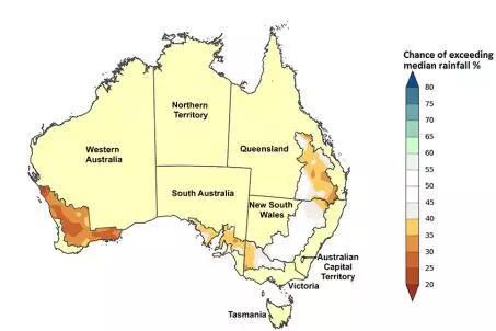 上图为2019年2-4月份澳大利亚降雨量情况