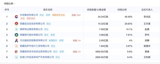 （西藏金租股东信息 来源：企业预警通）