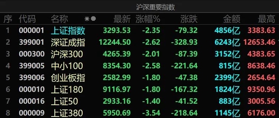 “A股三大指数均创年内新低 东数西算板块全天强势 黄金股延续涨势