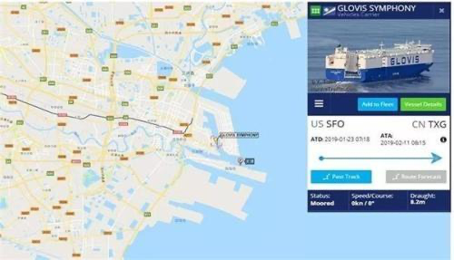 2019年GlovisSymphony进港信息 来源：船讯网