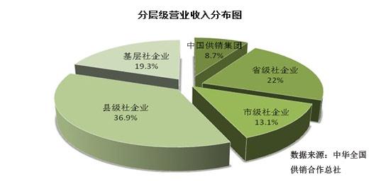 供销社系统的收入分布，县和基层社的大量销售网络和消费需求发挥出了优势