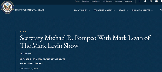 蓬佩奥：我常被问谁是美国的敌人 其中必有俄罗斯