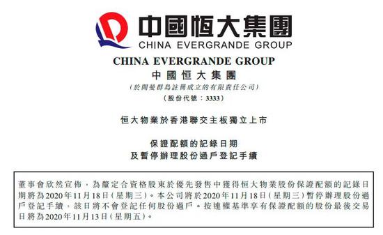 恒大股东可优先认购分拆上市的新股 A股公司可否借鉴？