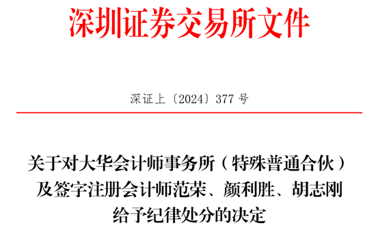 大华所被深交所公开谴责,2名会计师被暂停受理证券业务36个月_新浪财