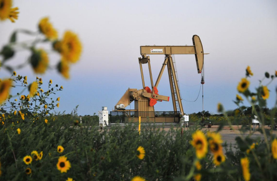  资料图片：2015年9月，美国俄克拉荷马州Guthrie，Devon能源公司运营的一口油井。REUTERS/Nick Oxford