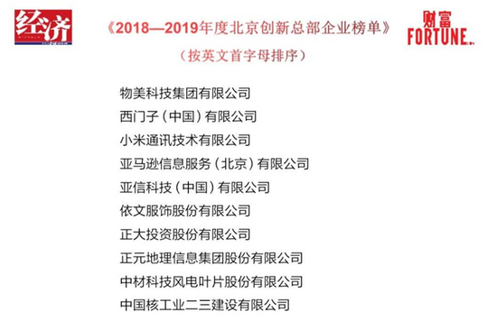 直击服贸会:亚信科技入围《2018-2019年度北京创新总部企业榜单》