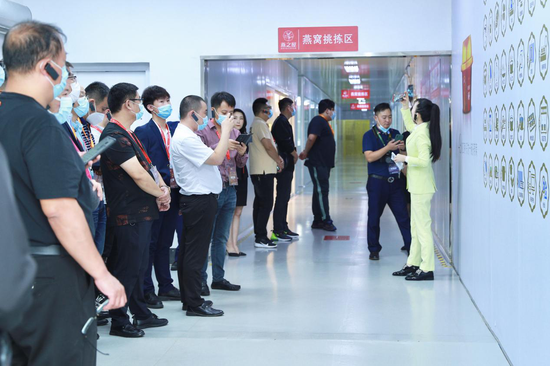 图：企业家们参观燕之屋透明工厂