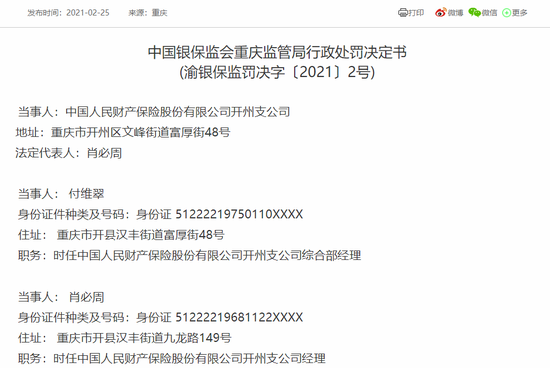 再现编制虚假财务资料！人保财险重庆两支公司被罚
