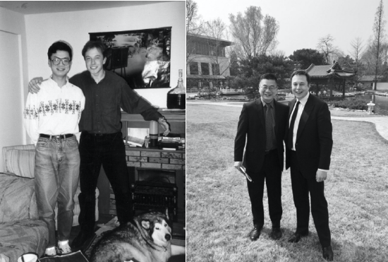  与任宇翔同在宾夕法尼亚大学（左）与任宇翔同在上海（右），图片来源《埃隆·马斯克传》