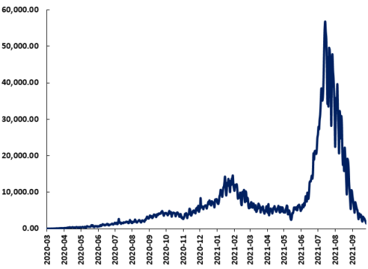 图5 印度尼西亚疫情单日新增