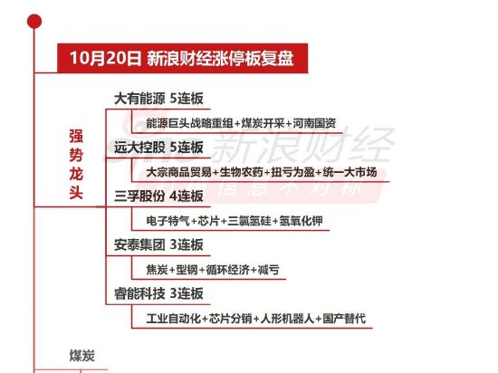 10月20日沪深两市涨停分析：大有能源、远大控股5连板