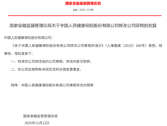 湖南在线:糖果宏卡回收-人保健康获批修改公司章程