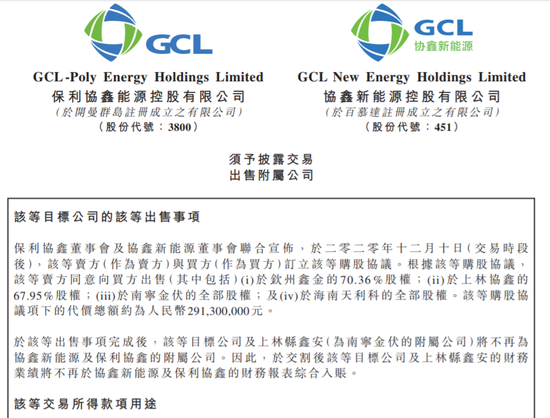 集资还债 光伏股保利协鑫和协鑫新能源出售4家光伏公司