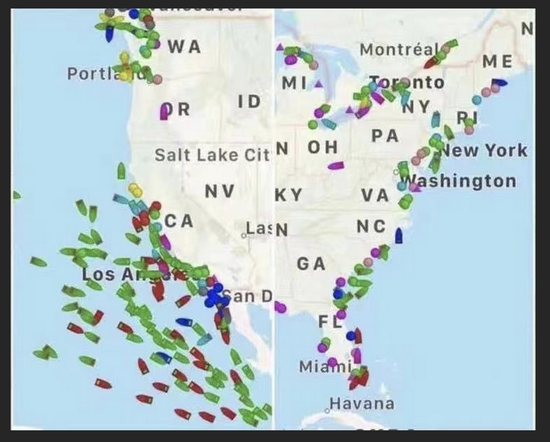 图2 目前美国港口交通图