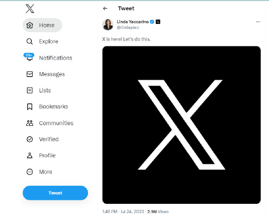 官宣！推特Logo正式改为X