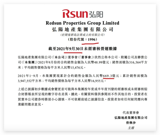 弘阳地产前9月销售同比增长17 8 单月同比降44 3 环比4连跌 新浪财经 新浪网