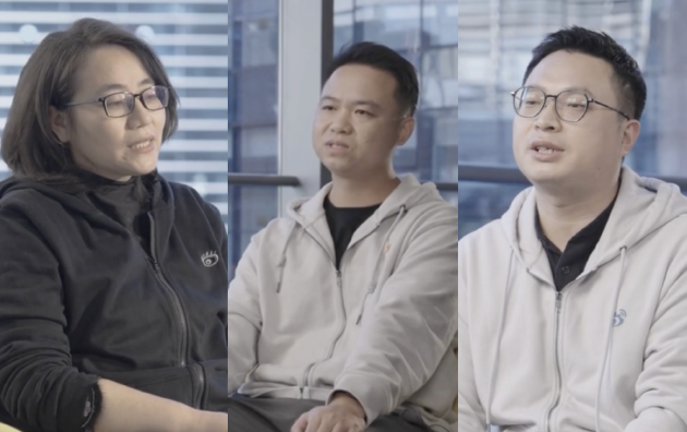 新浪财经App鸿蒙版开发团队：产品经理秦英（左）、技术负责人唐周成（中）、开发工程师元文兵（右）