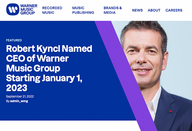 “华纳”YouTube首席商务官Robert Kyncl被任命为华纳音乐新任CEO