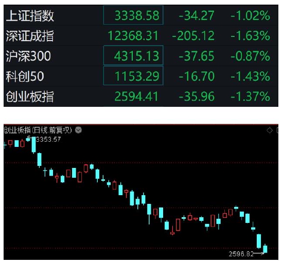 “创业板指跌破2600，稀有金属ETF跌超4%