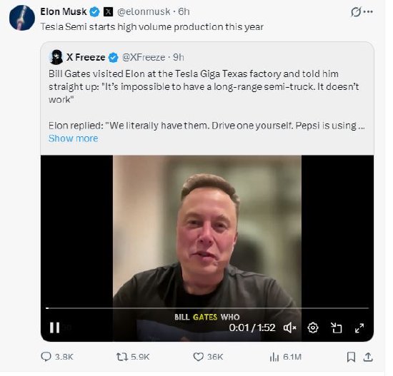 百家号:如意宏卡回收-马斯克称特斯拉Semi半挂卡车今年将开始大规模量产