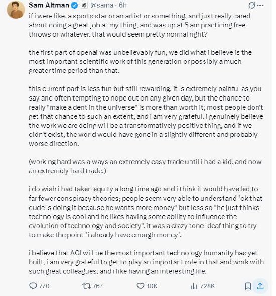 奥特曼回应马斯克讽刺OpenAI上市是为圈钱:我只想“在宇宙中留下印记”