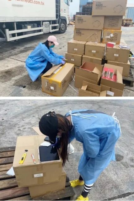 图5:协会工作人员向会员单位派发自用防疫物资