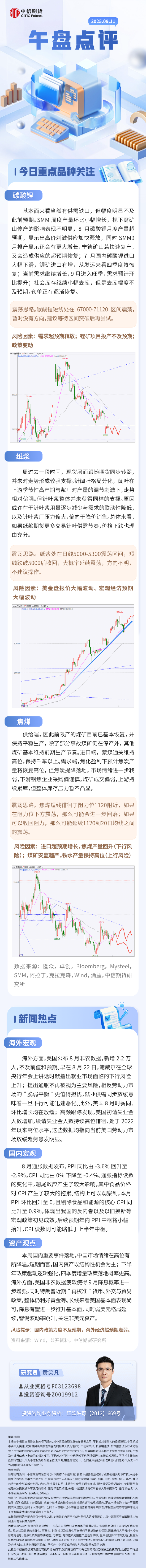 中信期货：午盘点评9.11