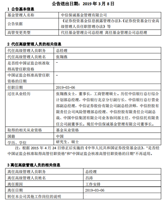 中信保诚基金总经理吕涛离任董事长张翔燕代任职务 新浪财经 新浪网 中信保诚基金总经理吕涛离任董事长张翔燕代任职务 新浪财经 新浪网