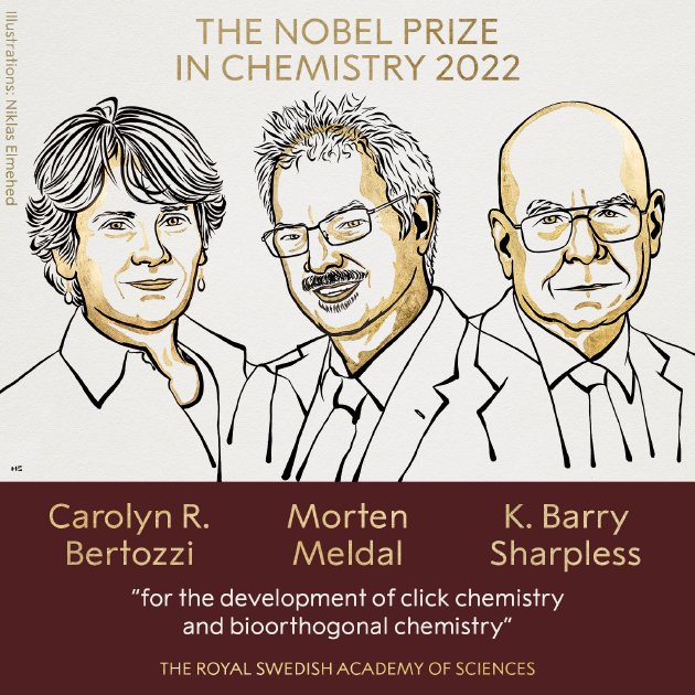 “诺贝尔”三位科学家分享2022年诺贝尔化学奖