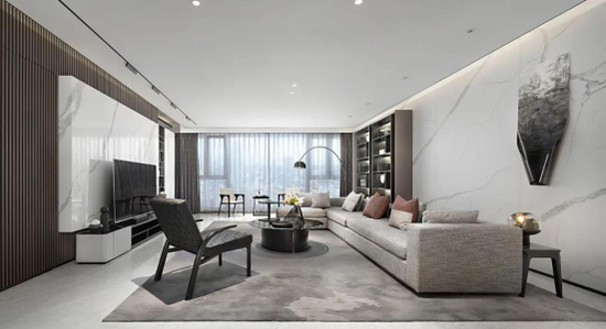 （熙堂尚院·名筑198样板房客厅实景图）