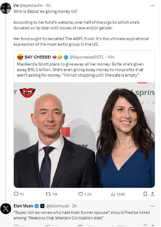 马斯克再次攻击贝索斯前妻斯科特