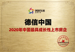 德信中国荣获2020年中国最具成长性上市房企