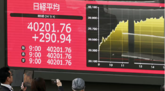 日本日经225指数首次突破40000点
