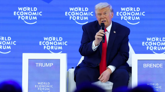 2026 年 1 月 21 日，瑞士达沃斯，美国总统唐纳德・特朗普出席第 56 届世界经济论坛年会。