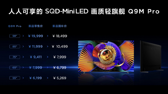 TCL发布Q9M Pro系列电视，色点准确性提升69%