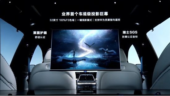 问界M9搭载光峰科技提供的业界首款车规级投影巨幕