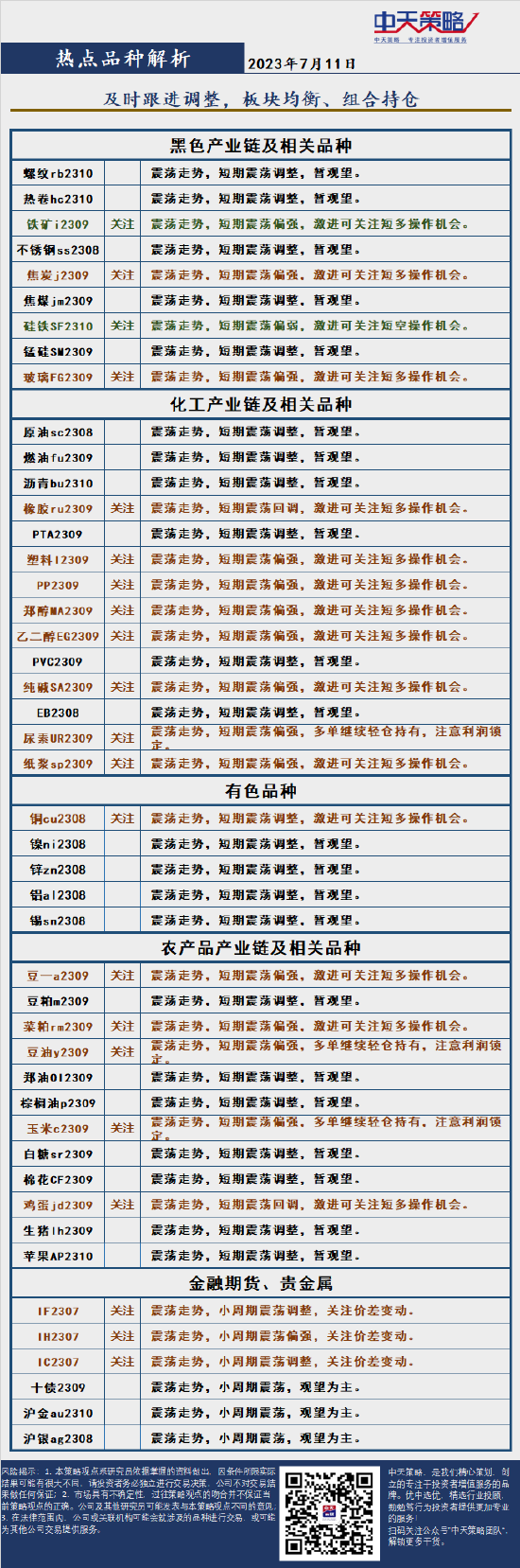 中天策略:7月11日市场分析