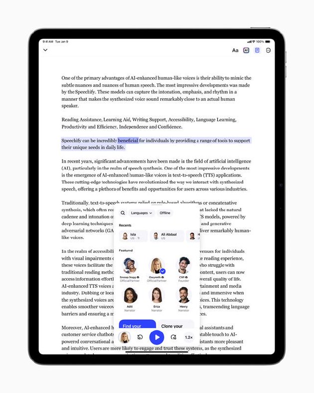 Apple 设计大奖“多元包容”类别获奖 app:Speechify