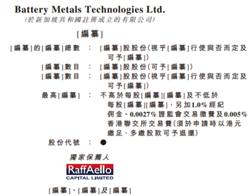 艾德证券期货:镍钴矿业公司Battery Metals递表港交所,市场广阔