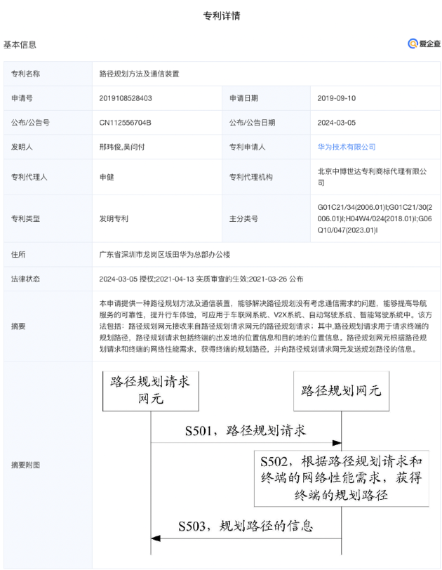 华为路径规划专利公布，能够提高导航服务的可靠性