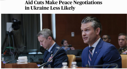 △美国智库战略与国际研究中心网站刊文,认为削减对乌克兰援助降低了和谈可能性。