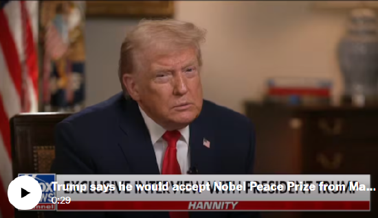 特朗普称将与马查多会面 愿接受她的诺贝尔和平奖