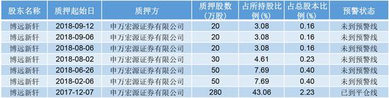 股东博远新轩股权质押情况